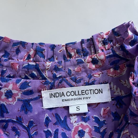 Emerson Fry Emmaline Blouse Violet Wildflowers Cotton Peasant Prairie Top Size S - Picture 3 of 13